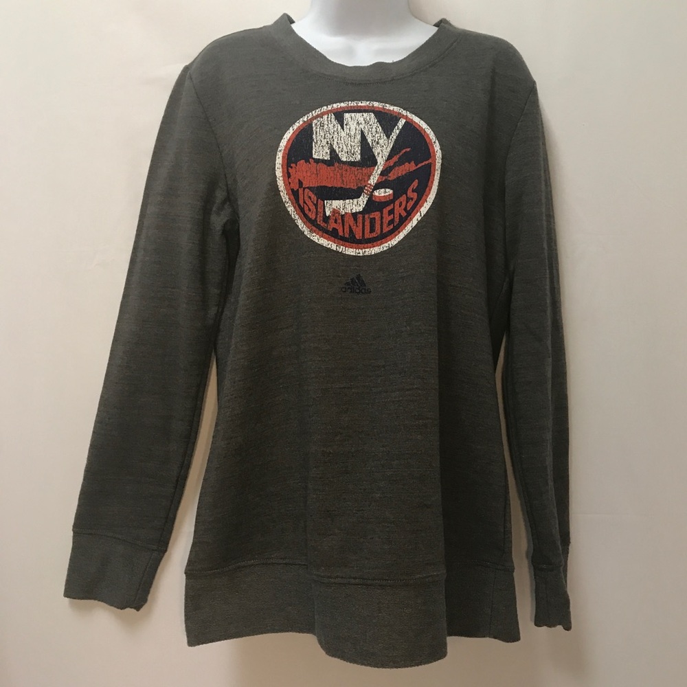 ADIDAS New York Islanders Grey Pullover Sweatshirt